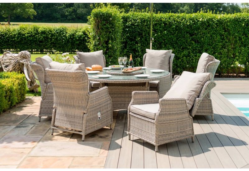 rattan garden dining set with reclining chairs